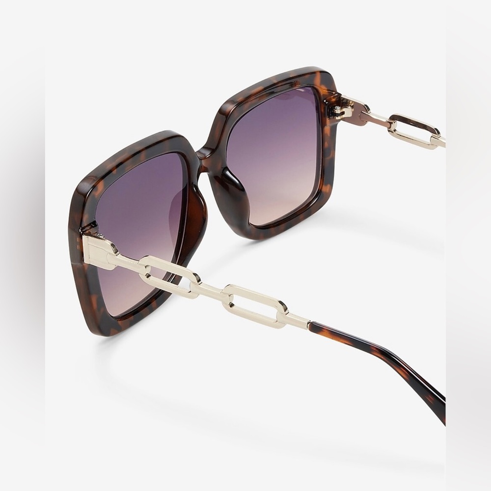 Express Retro Oversized Square Frame Chain Sungla… - image 5